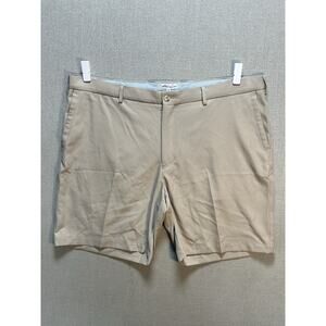 Peter Millar Men’s Performance Shorts Size 42 Khaki Chino Polyester Golf Light